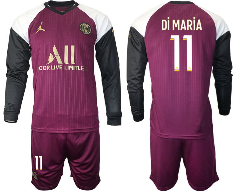 Men 2020-2021 club Paris St German Jordan white long sleeves #11 Soccer Jerseys->->Soccer Club Jersey